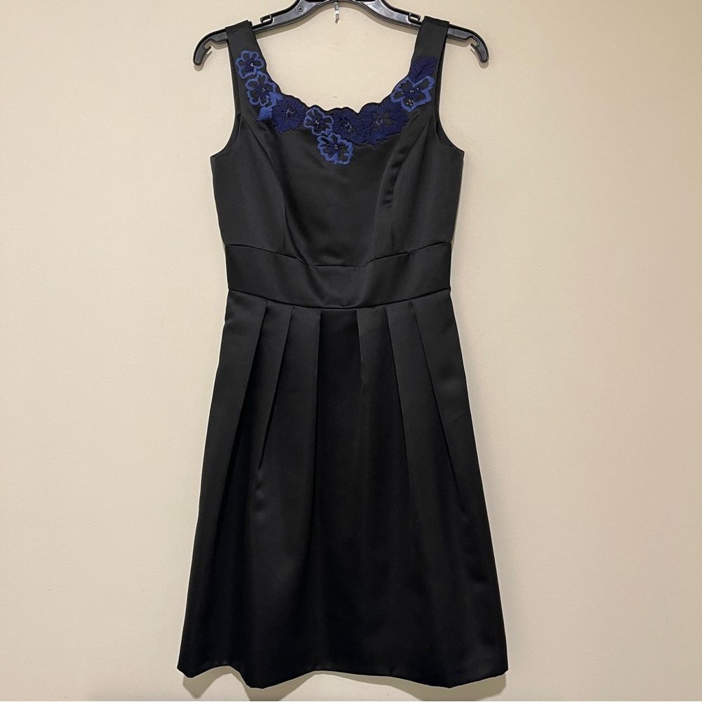 ANTONIO MELANI Black Dress with Blue Floral Accents